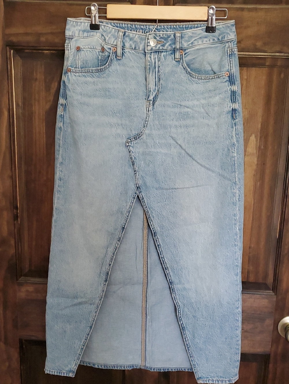 American Eagle Outfitters Light Wash Denim Maxi Skirt